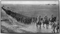 Austrian riflemen on the march in Poland